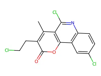 5,9-dichloro-3-(2-chloroethyl)-4-methyl-2H-pyrano[3,2-c]quinolin-2-one structure