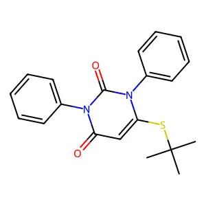 6-(tert-butylsulfanyl)-1,3-diphenyl-2,4(1H,3H)-pyrimidinedione structure