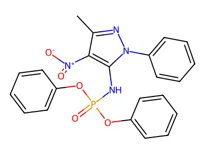 diphenyl 4-nitro-3-methyl-1-phenyl-1H-pyrazol-5-ylamidophosphate structure