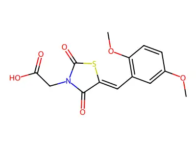 [5-(2,5-Dimethoxybenzylidene)-2,4-dioxo-1,3-thiazolidin-3-yl]acetic acid structure