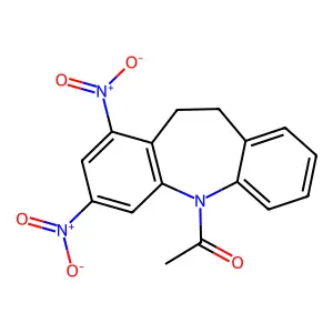 5-acetyl-1,3-bisnitro-10,11-dihydro-5H-dibenzo[b,f]azepine structure
