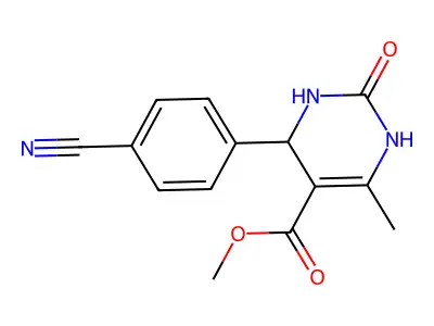 methyl 4-(4-cyanophenyl)-6-methyl-2-oxo-3,4-dihydro-1H-pyrimidine-5-carboxylate structure