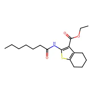 Ethyl 2-(heptanoylamino)-4,5,6,7-tetrahydro-1-benzothiophene-3-carboxylate structure