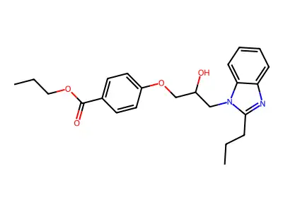 Propyl 4-[2-hydroxy-3-(2-propylbenzimidazol-1-yl)propoxy]benzoate structure