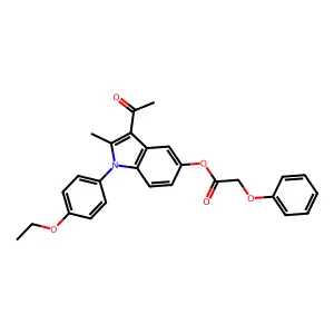 3-acetyl-1-(4-ethoxyphenyl)-2-methyl-1H-indol-5-yl phenoxyacetate structure