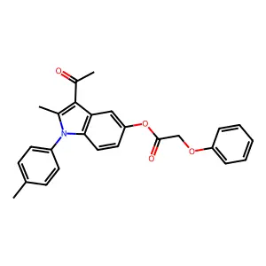 3-acetyl-2-methyl-1-(4-methylphenyl)-1H-indol-5-yl phenoxyacetate structure