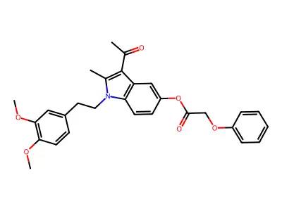 3-acetyl-1-[2-(3,4-dimethoxyphenyl)ethyl]-2-methyl-1H-indol-5-yl phenoxyacetate structure