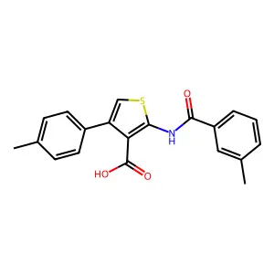 2-[(3-Methylbenzoyl)amino]-4-(4-methylphenyl)-3-thiophenecarboxylic acid structure