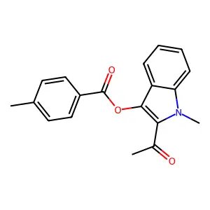 2-acetyl-1-methyl-1H-indol-3-yl 4-methylbenzoate structure