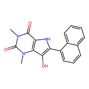 7-hydroxy-1,3-dimethyl-6-naphthalen-1-yl-5H-pyrrolo[3,2-d]pyrimidine-2,4-dione structure