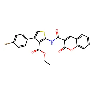 ethyl 4-(4-bromophenyl)-2-{[(2-oxo-2H-chromen-3-yl)carbonyl]amino}thiophene-3-carboxylate structure