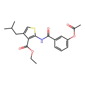Ethyl 2-{[3-(acetyloxy)benzoyl]amino}-4-isobutylthiophene-3-carboxylate structure