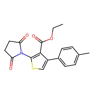 Ethyl 2-(2,5-dioxopyrrolidin-1-yl)-4-(4-methylphenyl)thiophene-3-carboxylate structure