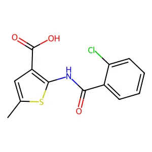 2-[(2-Chlorobenzoyl)amino]-5-methylthiophene-3-carboxylic acid structure