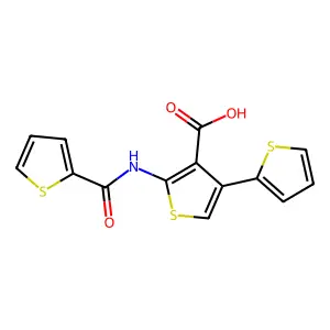 2-(Thiophene-2-carbonylamino)-4-thiophen-2-ylthiophene-3-carboxylic acid structure
