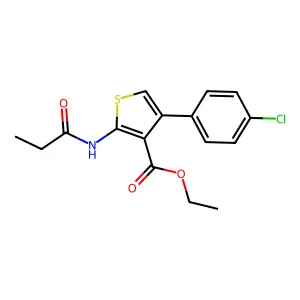 Ethyl 4-(4-chlorophenyl)-2-(propanoylamino)thiophene-3-carboxylate structure