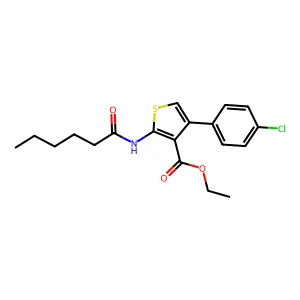 Ethyl 4-(4-chlorophenyl)-2-(hexanoylamino)-3-thiophenecarboxylate structure
