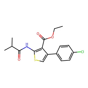 Ethyl 4-(4-chlorophenyl)-2-[(2-methylpropanoyl)amino]thiophene-3-carboxylate structure
