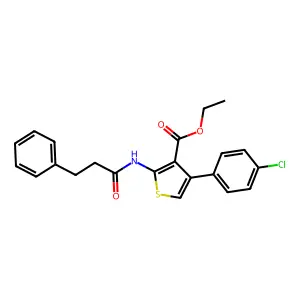 Ethyl 4-(4-chlorophenyl)-2-(3-phenylpropanoylamino)thiophene-3-carboxylate structure