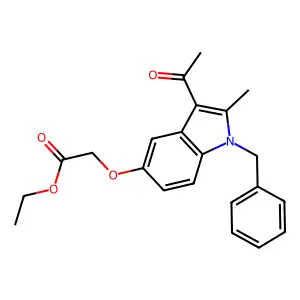Ethyl 2-(3-acetyl-1-benzyl-2-methylindol-5-yl)oxyacetate structure
