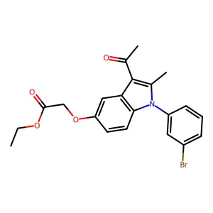 Ethyl 2-[3-acetyl-1-(3-bromophenyl)-2-methylindol-5-yl]oxyacetate structure