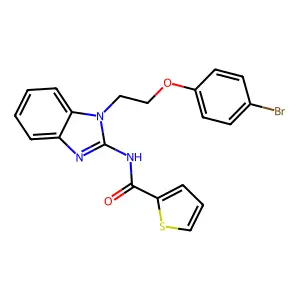 N-[1-[2-(4-bromophenoxy)ethyl]benzimidazol-2-yl]thiophene-2-carboxamide structure
