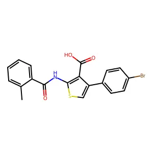 4-(4-Bromophenyl)-2-[(2-methylbenzoyl)amino]-3-thiophenecarboxylic acid structure