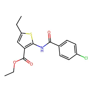Ethyl 2-[(4-chlorobenzoyl)amino]-5-ethyl-3-thiophenecarboxylate structure