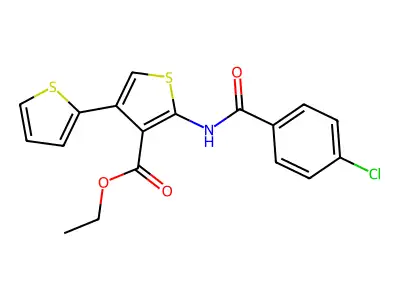 Ethyl 2-[(4-chlorobenzoyl)amino]-4-thiophen-2-ylthiophene-3-carboxylate structure