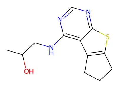 1-(6,7-dihydro-5H-cyclopenta[4,5]thieno[2,3-d]pyrimidin-4-ylamino)propan-2-ol structure