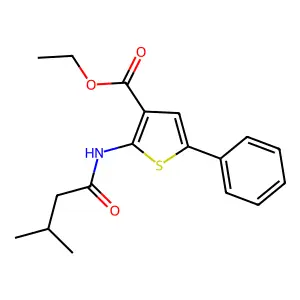 Ethyl 2-(3-methylbutanoylamino)-5-phenylthiophene-3-carboxylate structure