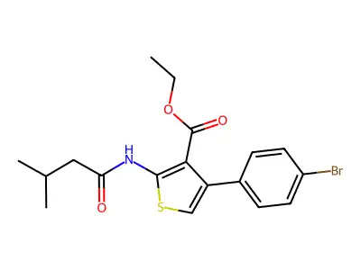 Ethyl 4-(4-bromophenyl)-2-[(3-methylbutanoyl)amino]thiophene-3-carboxylate structure