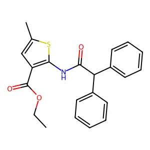 Ethyl 2-[(diphenylacetyl)amino]-5-methyl-3-thiophenecarboxylate structure