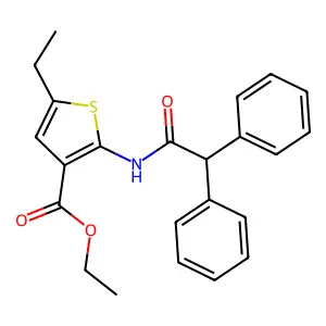 Ethyl 2-[(diphenylacetyl)amino]-5-ethylthiophene-3-carboxylate structure