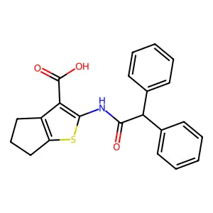 2-[(2,2-diphenylacetyl)amino]-5,6-dihydro-4H-cyclopenta[b]thiophene-3-carboxylic acid structure