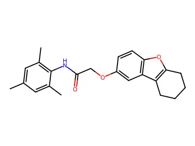 2-(6,7,8,9-tetrahydrodibenzofuran-2-yloxy)-N-(2,4,6-trimethylphenyl)acetamide structure