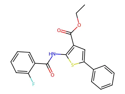 Ethyl 2-[(2-fluorobenzoyl)amino]-5-phenyl-3-thiophenecarboxylate structure