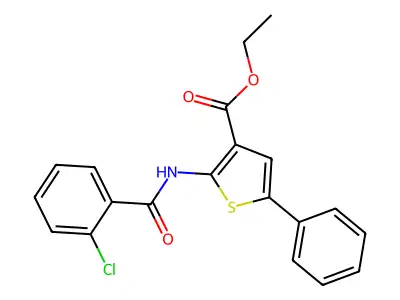 Ethyl 2-[(2-chlorobenzoyl)amino]-5-phenylthiophene-3-carboxylate structure
