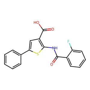 2-[(2-Fluorobenzoyl)amino]-5-phenylthiophene-3-carboxylic acid structure