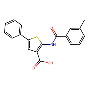 2-(3-Methylbenzamido)-5-phenylthiophene-3-carboxylic acid structure