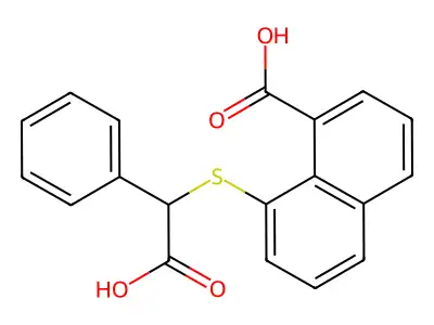 8-((Carboxy(phenyl)methyl)thio)-1-naphthoic acid structure