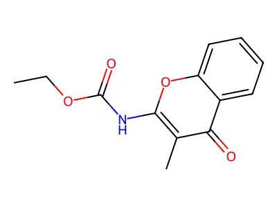 N-(3-methyl-4-oxo-1-benzopyran-2-yl)carbamic acid ethyl ester structure