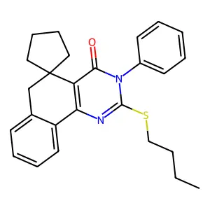 2-(butylsulfanyl)-3-phenyl-3H-spiro[benzo[h]quinazoline-5,1'-cyclopentan]-4(6H)-one structure