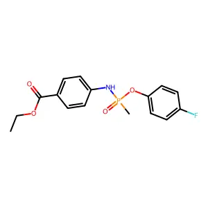 Ethyl 4-{[(4-fluorophenoxy)(methyl)phosphoryl]amino}benzoate structure