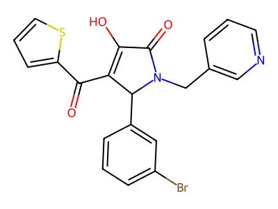 5-(3-bromophenyl)-3-hydroxy-1-(pyridin-3-ylmethyl)-4-(thiophene-2-carbonyl)-1H-pyrrol-2(5H)-one structure