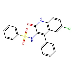 N-(6-chloro-2-oxo-4-phenyl-1,2-dihydroquinolin-3-yl)benzenesulfonamide structure