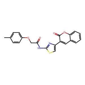 2-(4-methylphenoxy)-N-[4-(2-oxochromen-3-yl)-1,3-thiazol-2-yl]acetamide structure