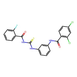 2,4-dichloro-N-[3-[(2-fluorobenzoyl)carbamothioylamino]phenyl]benzamide structure