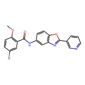 5-bromo-2-methoxy-N-(2-pyridin-3-yl-1,3-benzoxazol-5-yl)benzamide structure