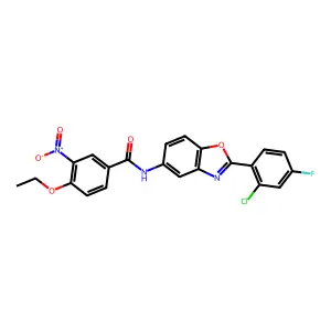 N-[2-(2-chloro-4-fluorophenyl)-1,3-benzoxazol-5-yl]-4-ethoxy-3-nitrobenzamide structure